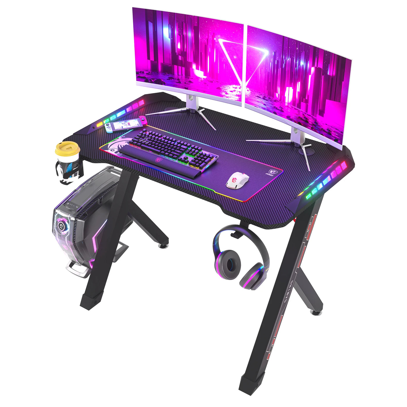 RGB LED Lights Gaming Desk