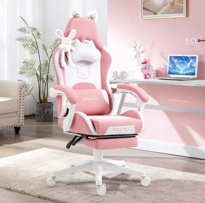 Gaming Chair with Cat Paw Lumbar Cushion & Cat Ears